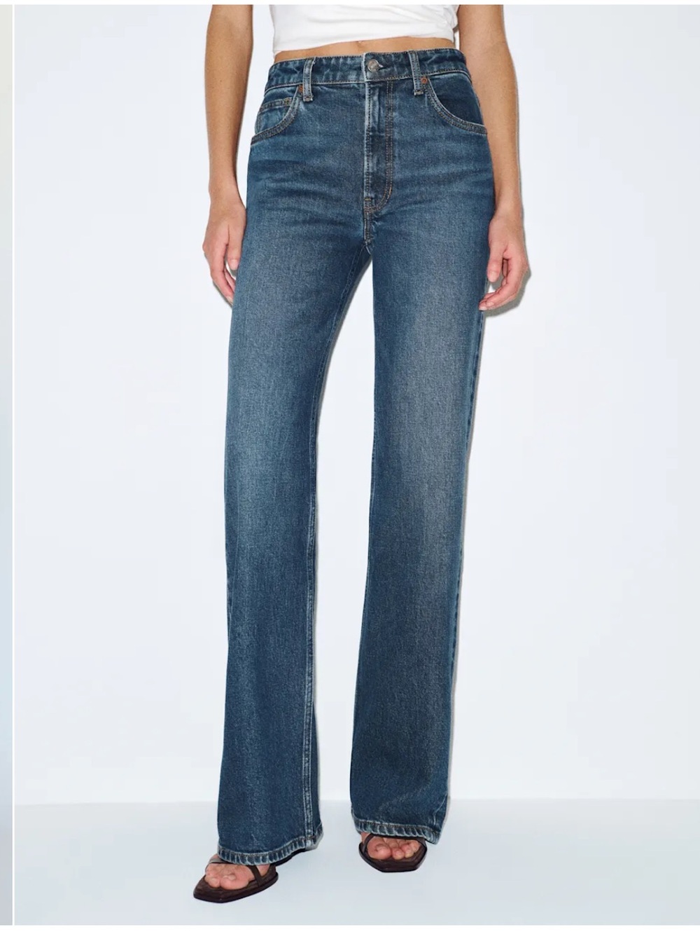 NWT Reformation Hunter Stretch Mid Rise Wide Leg Jeans in Spree